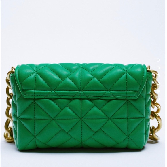 Zara 💚💚💚Green Quilted Chain Strap Shoulder Bag NWT - Picture 9 of 10